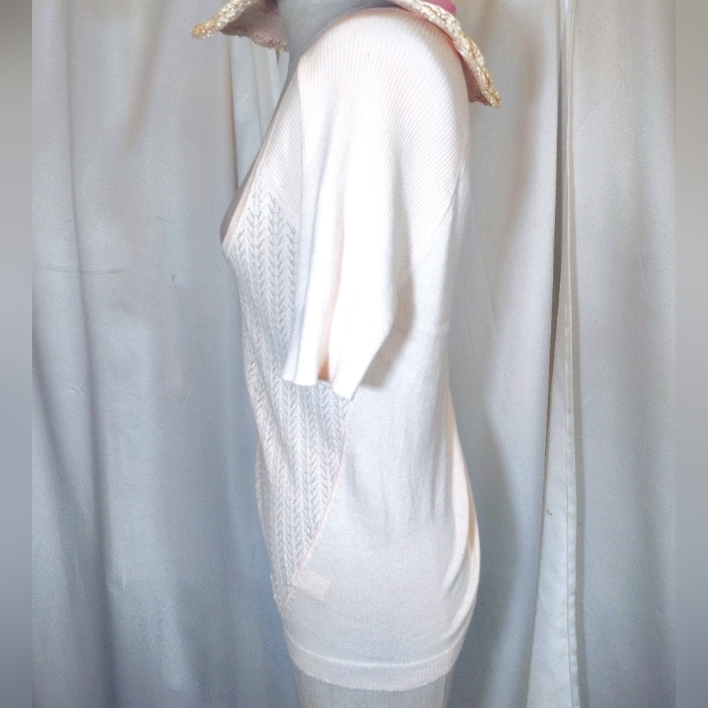 2 Pc: Nordstrom Sun Hat+Victoria Secret Knit Sweater, Short Sleeve Drop Neck, M - Picture 3 of 14